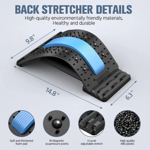 "Back Stretcher for Pain Relief & Posture Correction – Multi-Level Spine Support Device for Lower Back